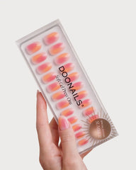 Orange Pink Aura Medium Round Soft Gel Press Ons