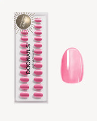 Glass Pink Cat Eye Short Round Soft Gel Press Ons
