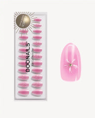 Glazed Pink Lotus Short Almond Soft Gel Press Ons
