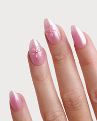 Glazed Pink Lotus Short Almond Soft Gel Press Ons