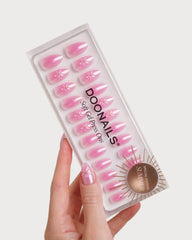 Glazed Pink Lotus Short Almond Soft Gel Press Ons