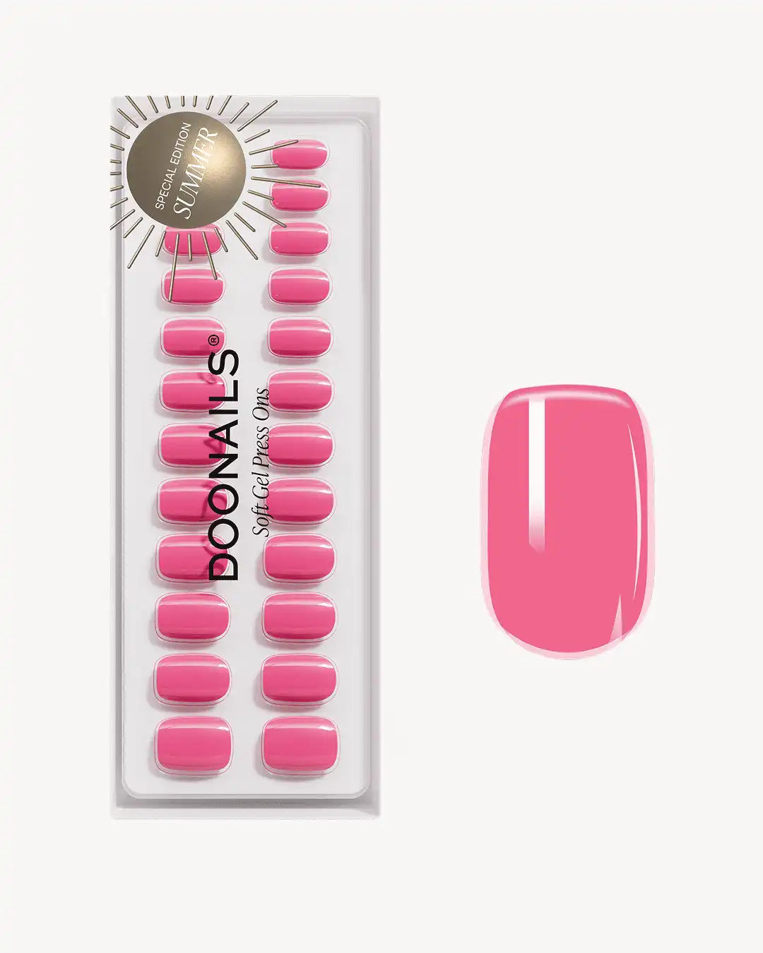 Hot Pink Short Square Soft Gel Press Ons