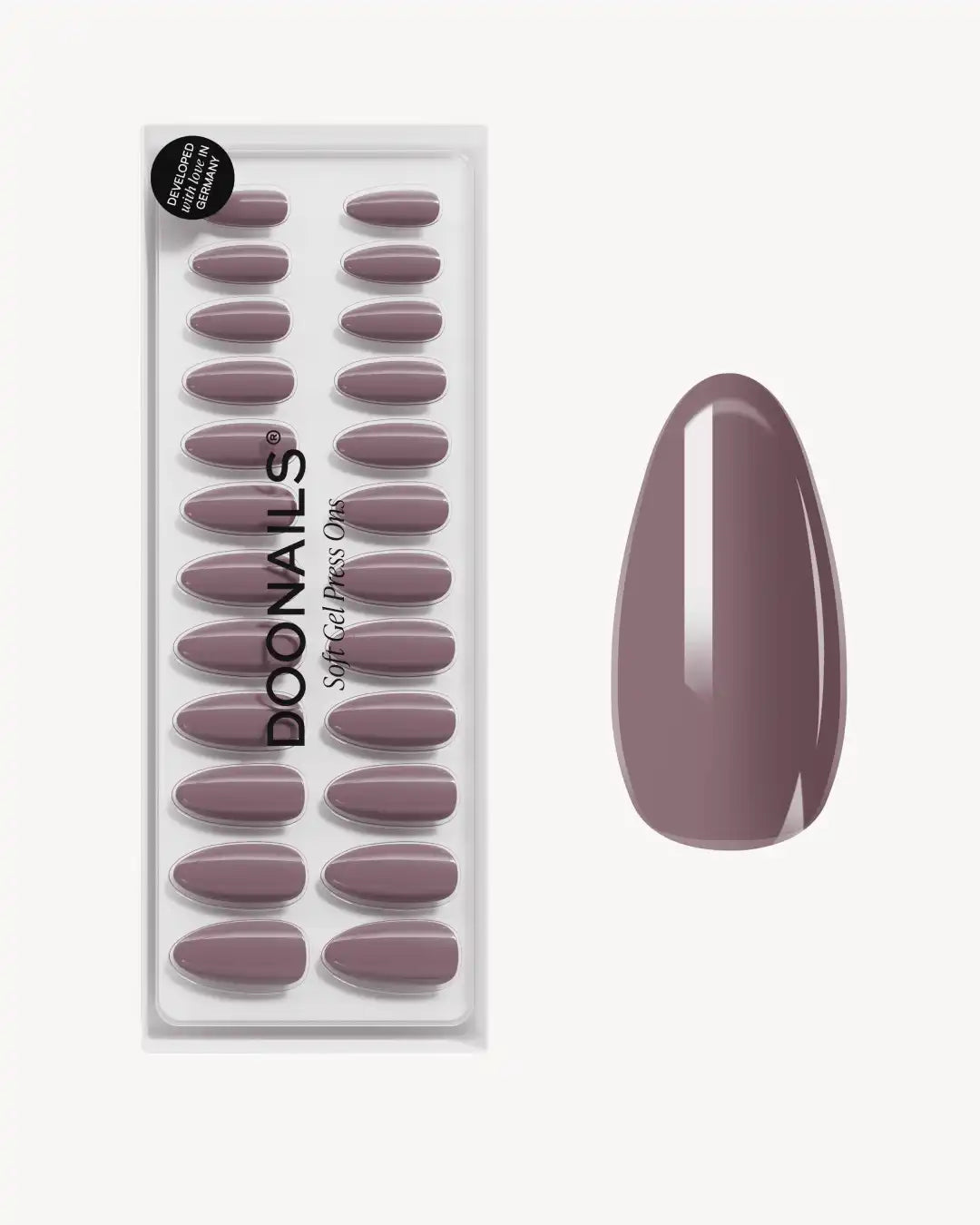 Silent Night Mauve Medium Almond Soft Gel Press Ons