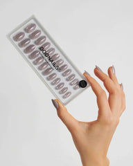 Grey Cateye Medium Round Soft Gel Press Ons